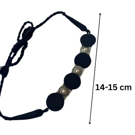 Oxidized Silver Fabric Choker In Black